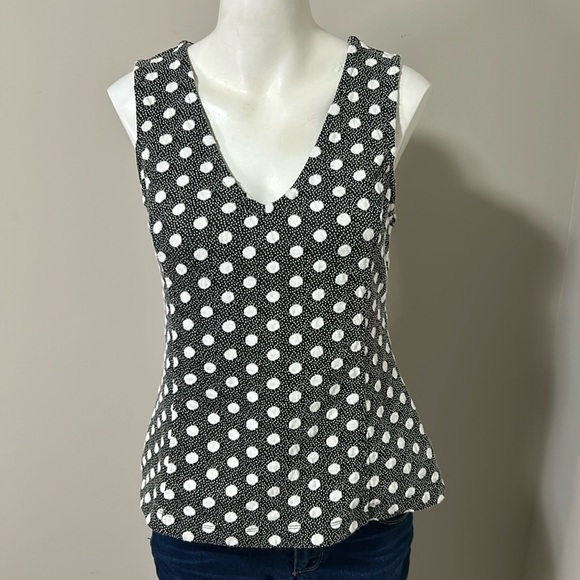 Anthropologie Maeve Polka Dot Jacquard V-Neck Tank Top Sleeveless Size S - Picture 4 of 13